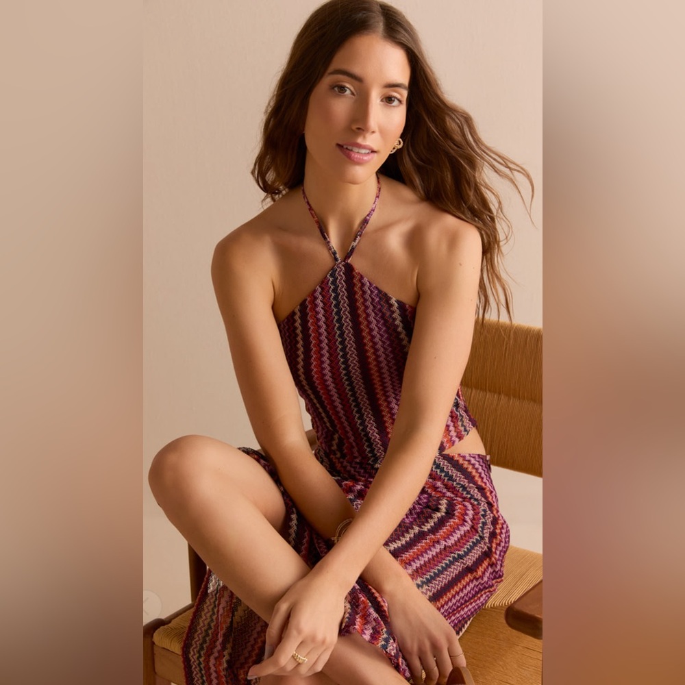 New Francesca’s Annora Chevron Halter Tank Top With Lining